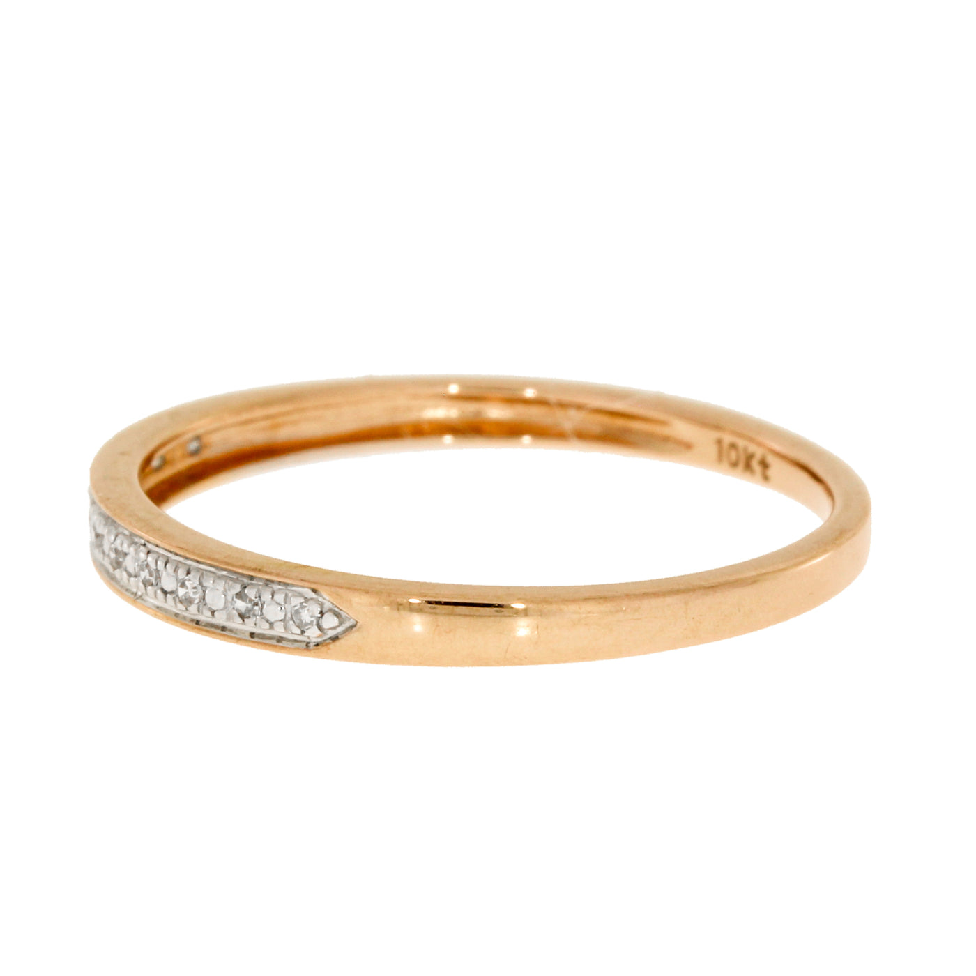 Natural 0.03 Carat Diamond Stackable Wedding Band 10K Rose Gold Ring