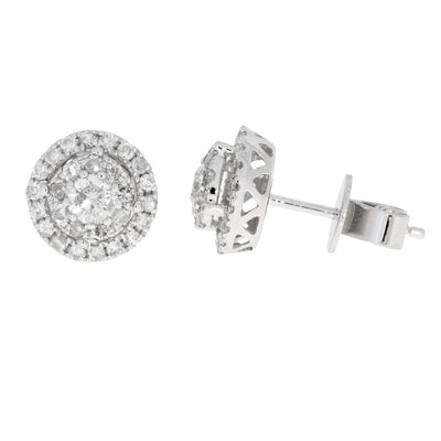 Natural 3/4 (0.70) Carat Diamond 14K White Gold Stud Earrings