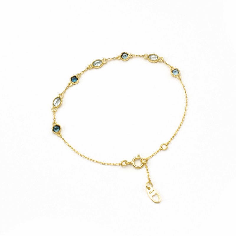 Sapphire Blue And Gold Sterling Silver Multi Gemstone Bracelet