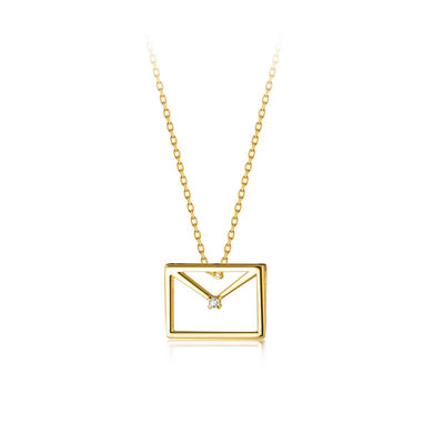 clever dainty envelope letter 925 sterling silver cubic zirconia 18k gold plated necklace