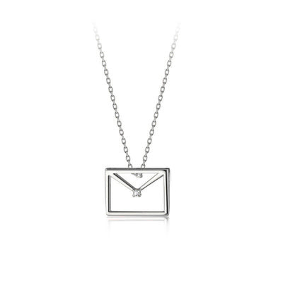 clever dainty envelope letter 925 sterling silver cubic zirconia necklace