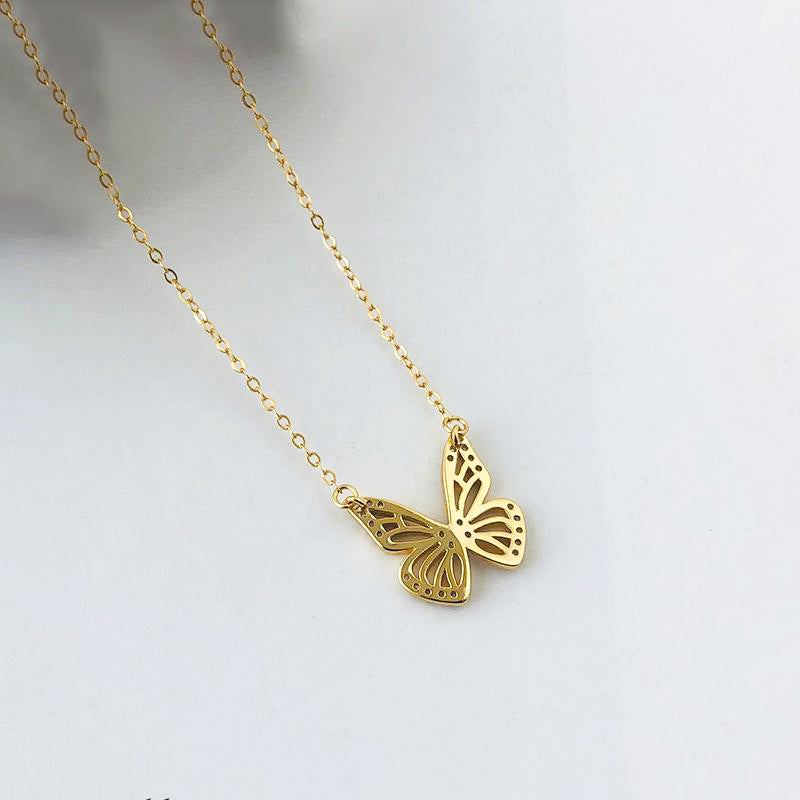 Louleur All-match 925 Sterling Silver Necklace Gold Butterfly