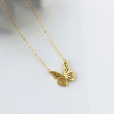 back of gold plated 925 sterling silver cubic zirconia dainty butterfly necklace