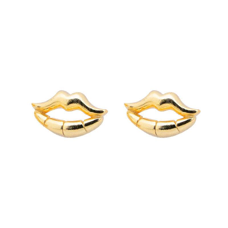golden lips 18k gold plated sterling silver stud cute lipstick mini small tiny dainty earrings