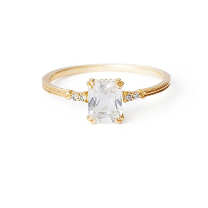 natural crystal stackable 14k gold plated engagement style ring