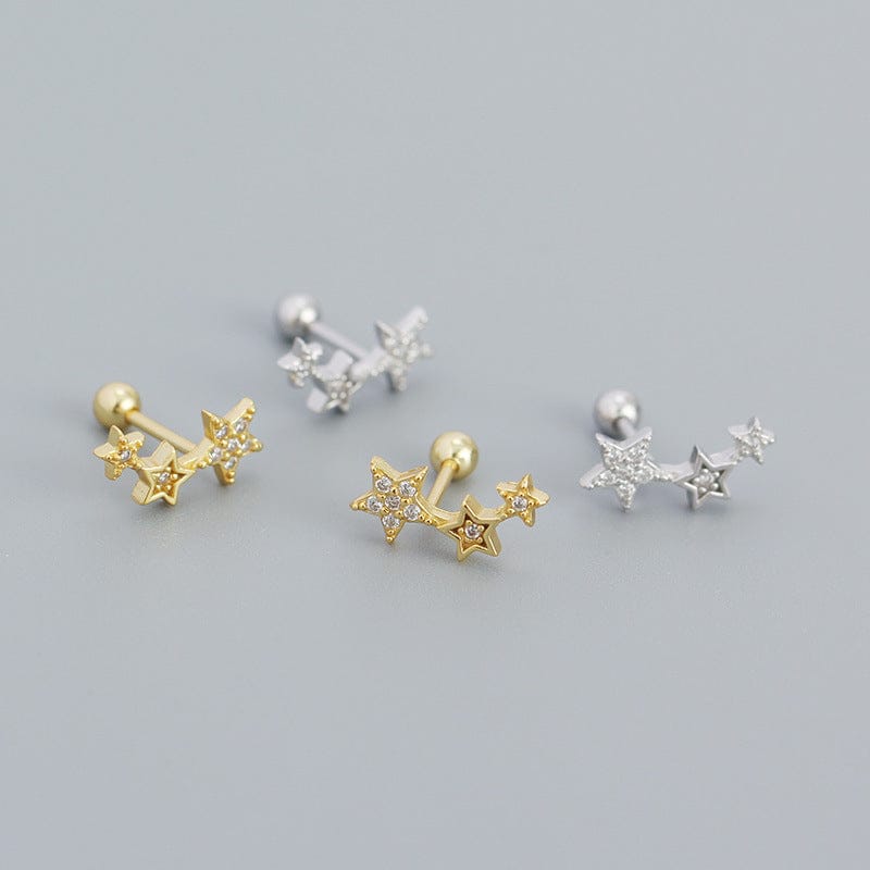 nolo 3 estrellas u shaped 18k gold sterling silver rhodium star stud earrings