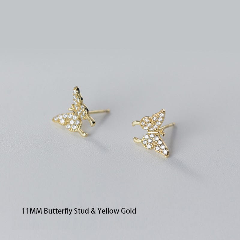 nolo butterfly zone 18k gold plated 11 mm sterling silver stud earrings