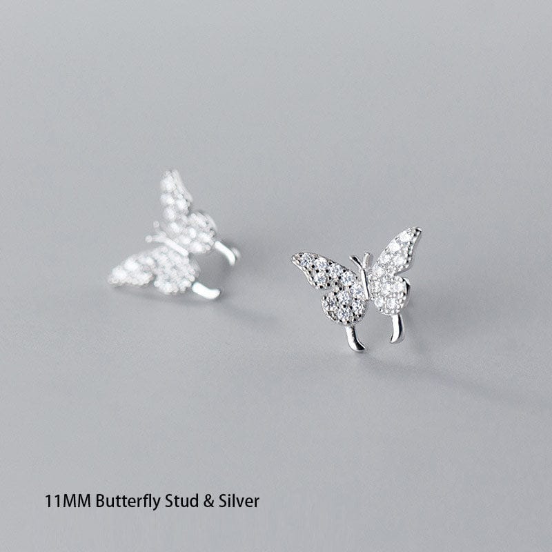 nolo butterfly zone rhodium plated 11 mm sterling silver stud earrings