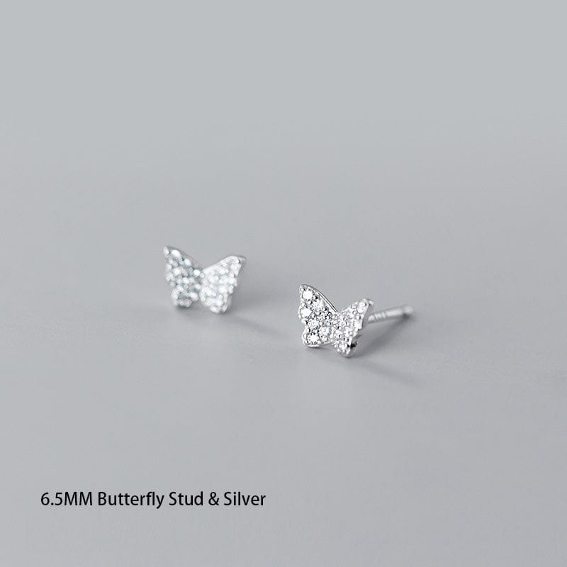 nolo butterfly zone rhodium plated 6.5 mm sterling silver stud earrings
