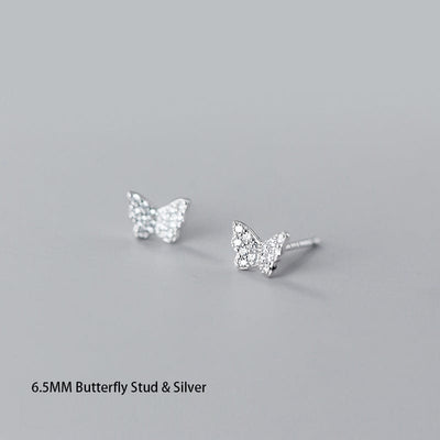 nolo butterfly zone rhodium plated 6.5 mm sterling silver stud earrings