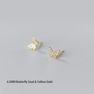 nolo butterfly zone 18k gold plated 6.5 mm sterling silver stud earrings