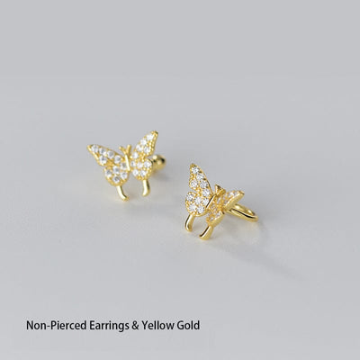 nolo butterfly zone single non pierced butterfly 18k gold plated sterling silver stud earrings