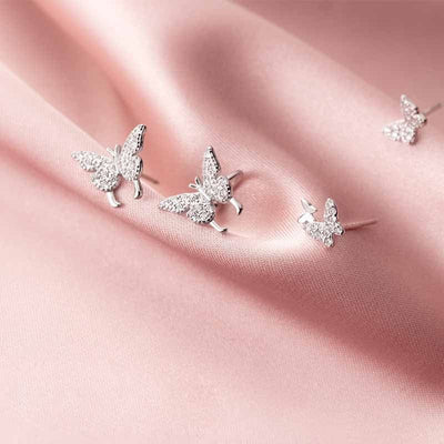 nolo butterfly zone variety rhodium plated sterling silver stud earrings