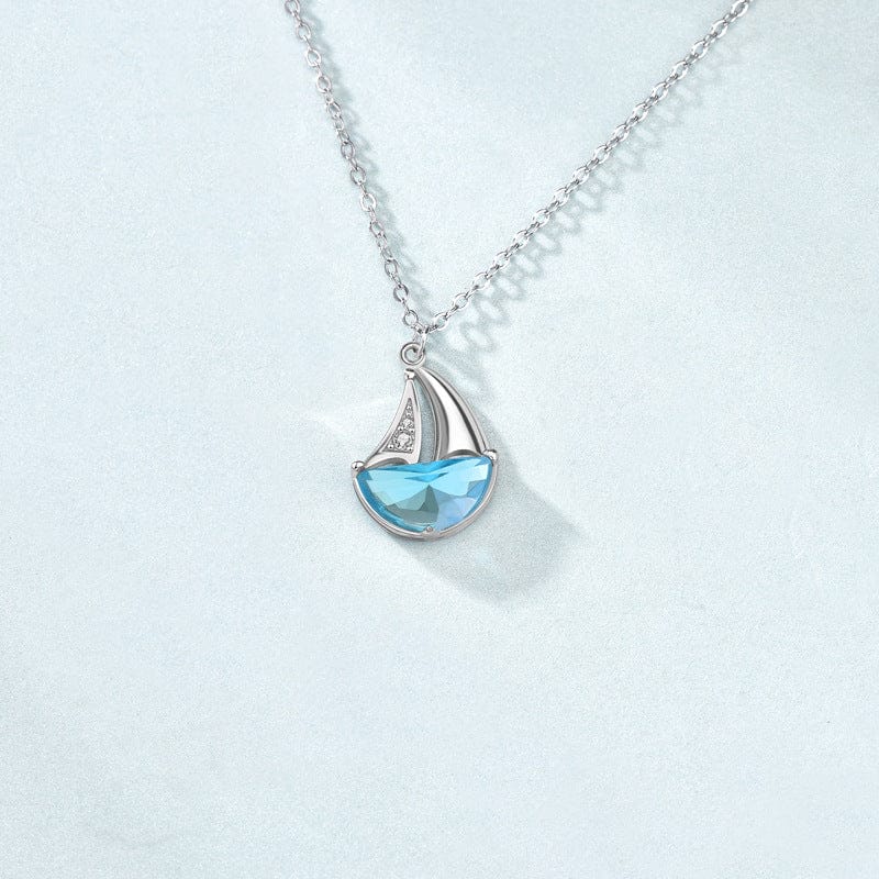 nolo candy blue stone crystal water sailboat sterling silver necklace