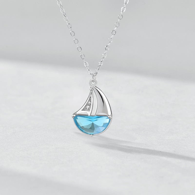 nolo candy blue stone crystal water sailboat sterling silver necklace