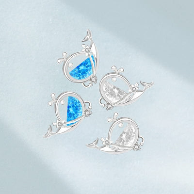 nolo candy blue stone crystal water whale sterling silver stud earrings