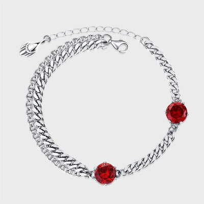nolo cubana rose single and double link cuban chain link sterling silver red cubic zirconia adjustable bracelet
