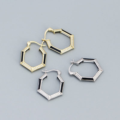 nolo hannah honeycomb hexagon shaped 18k gold sterling silver hoop earrings