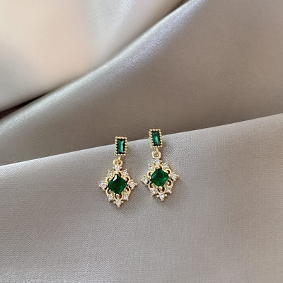 nolo heyana green gemstone gold fashion drop earrings