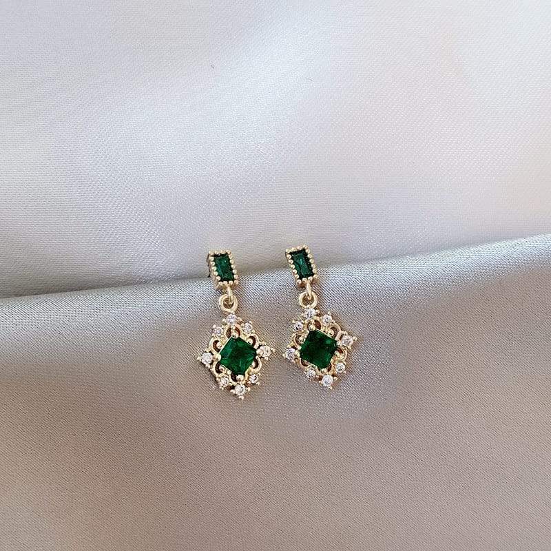 nolo heyana green gemstone gold fashion drop earrings