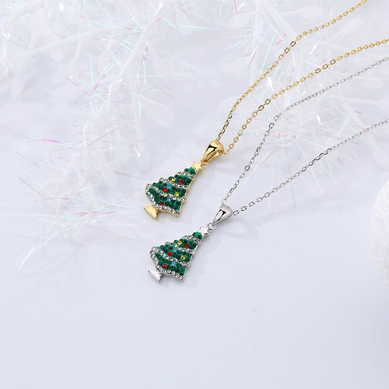 nolo holiday 18k gold plated sterling silver rhodium plated Christmas tree colorful necklace