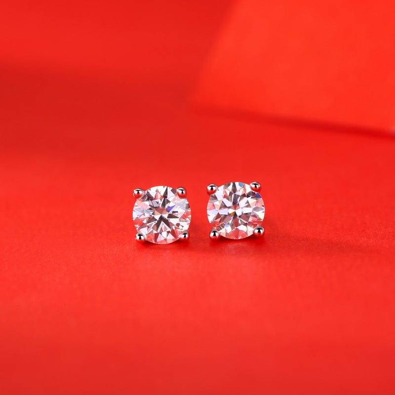 nolo honeymoon four claw moissanite round stud sterling silver earrings