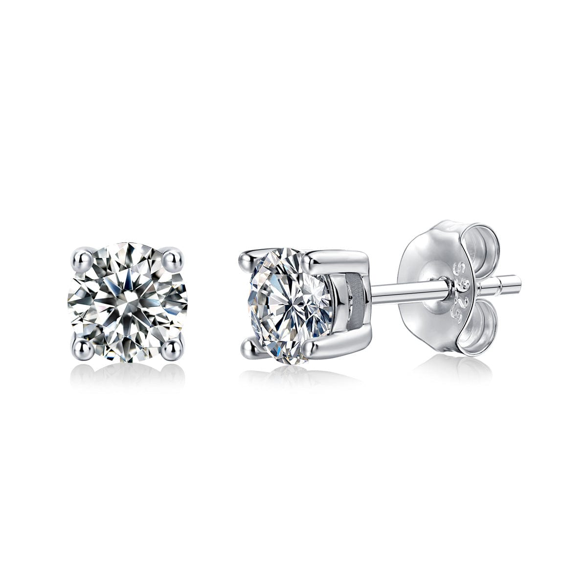 nolo honeymoon four claw moissanite round stud sterling silver earrings