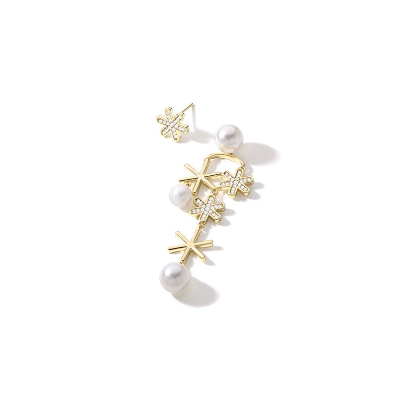 nolo ines snowflake designed alloy gold plated pearl fashion earrings