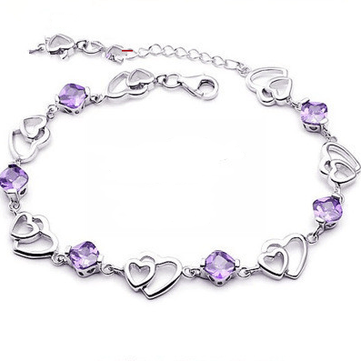 nolo la morada valentines day double heart purple amethyst sterling silver love bracelet