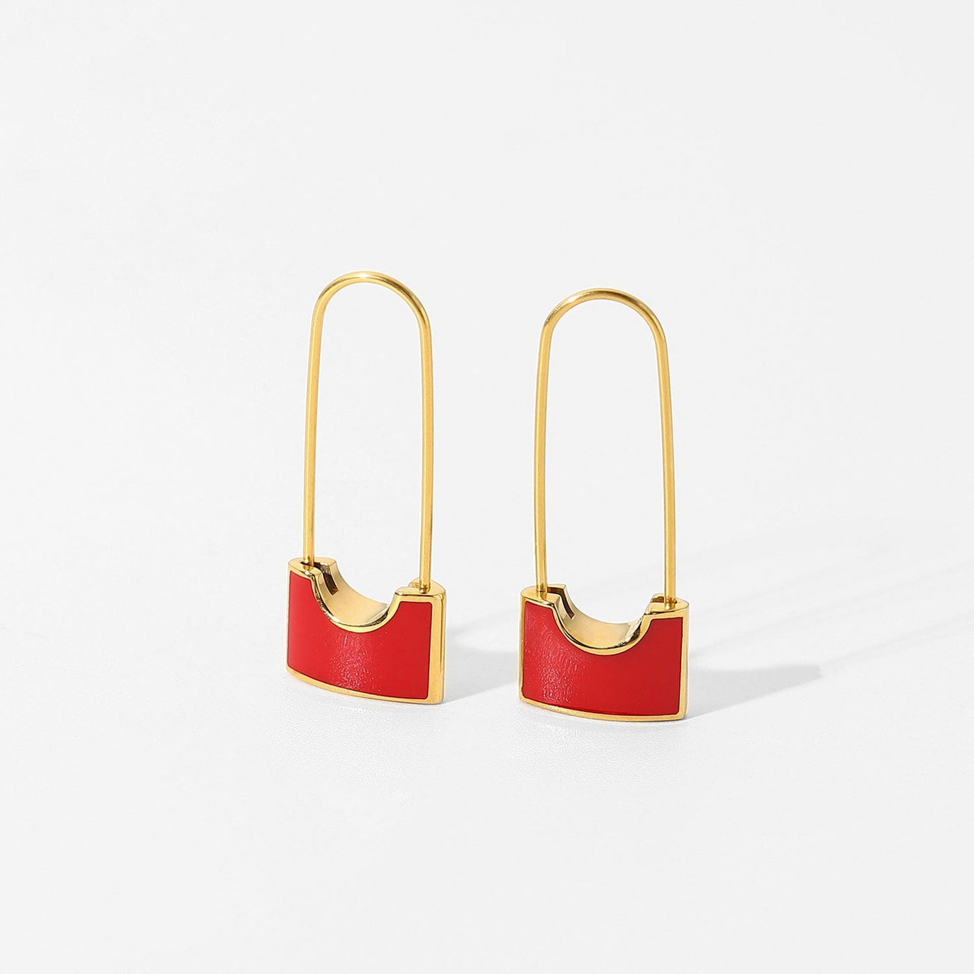 nolo lock me love me stainless steel 18k gold plated candy colored red safety pin lock designed colorful hoop earrings 