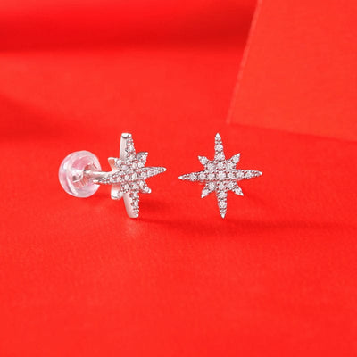 nolo north star moissanite cubic zirconia sterling silver rhodium stud earrings