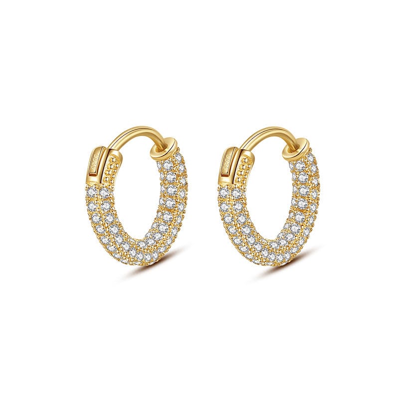 nolo rachel micro setting 18k gold plated sterling silver embellished cubic zirconia luxury huggie earrings
