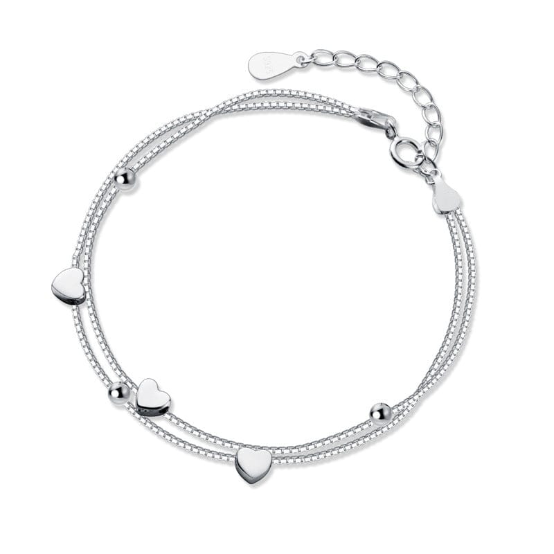 nolo sliding heart double layer sterling silver dainty venetian link chain bracelet