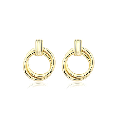 nolo two circles double loop sterling silver 18k gold plated bold earrings
