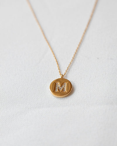 nolo your letter single studded initial gold necklace
