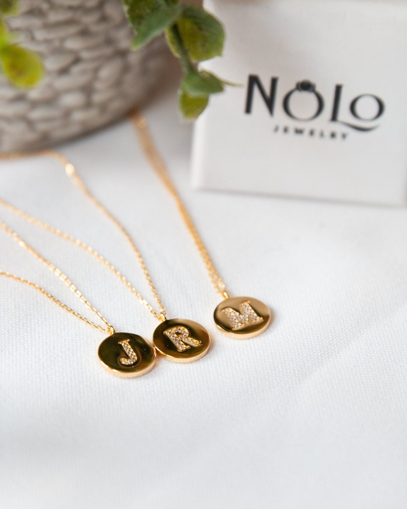 nolo your letter single studded initial gold necklace
