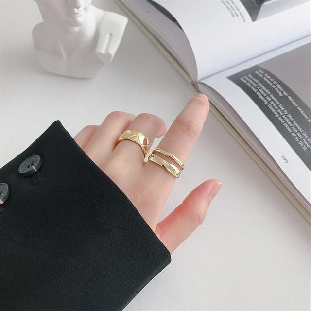 925 Sterling Silver Minimalist Open Design Irregular Ring