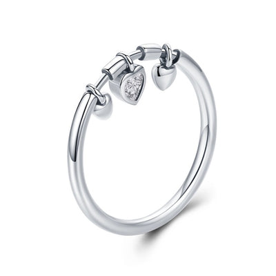 Glittering Heart, Star Or Puppy Paw Print 925 Sterling Silver Ring