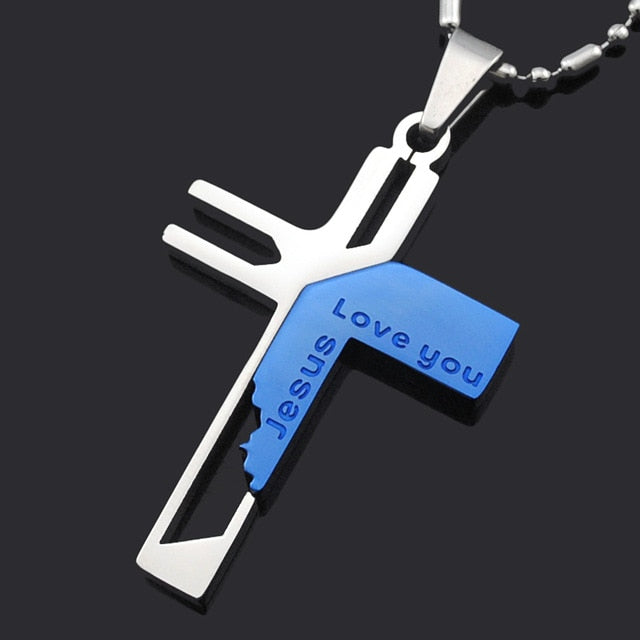 Love You Jesus Retro Cross Pendants