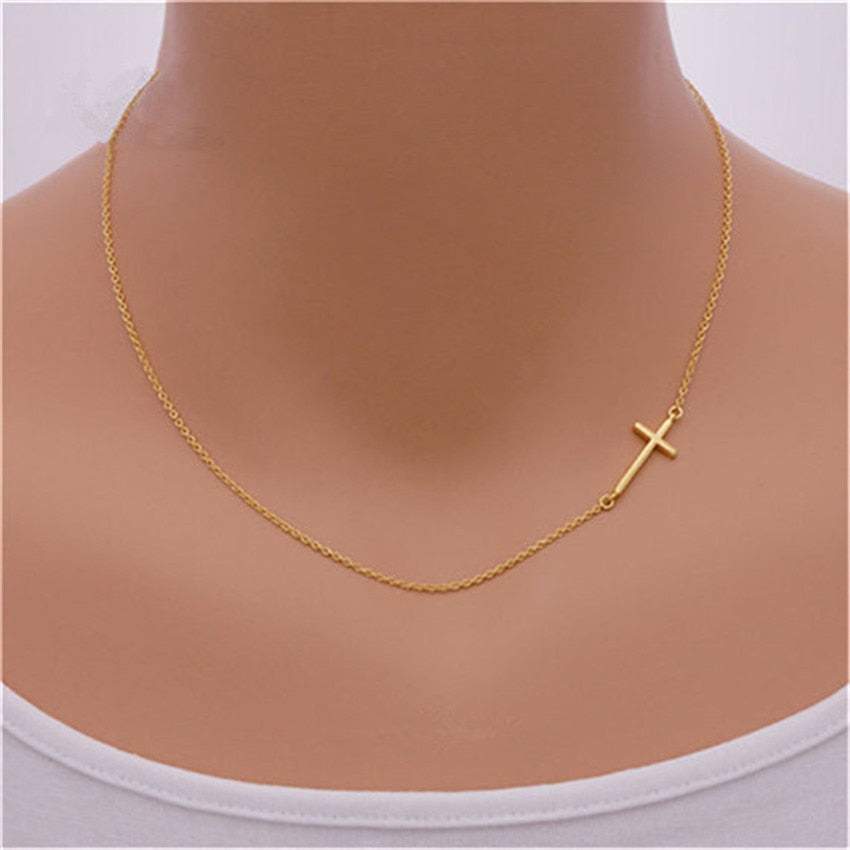 Horizontal Jesus Cross Necklace Chokers