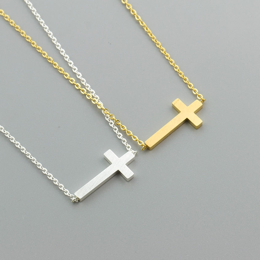Horizontal Jesus Cross Necklace Chokers – N O L O