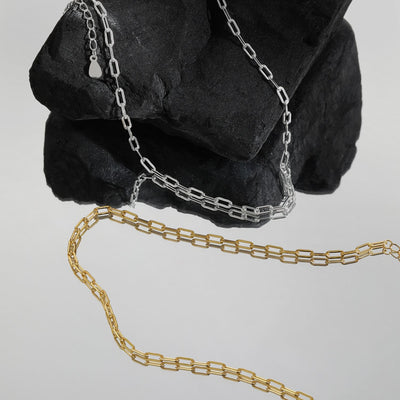 rolo chain link 18k gold plated sterling silver necklace