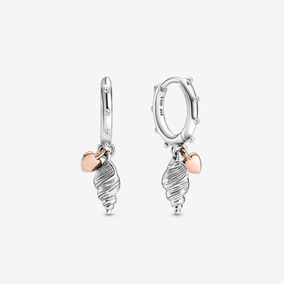 summer conch shell 925 sterling silver earrings light gray background